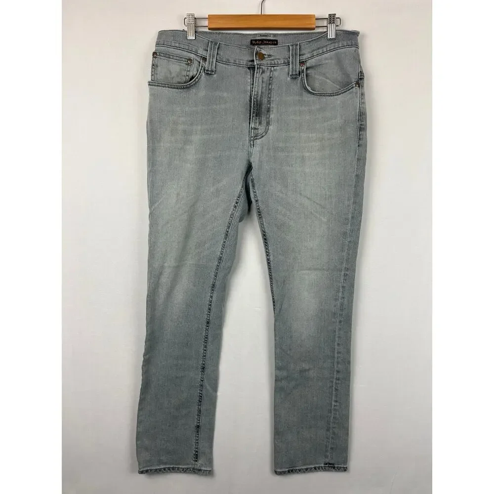 Nudie Jeans Thin Finn Pale Lead Organic Cotton Men's Size 34x32 (Measures 34x31)